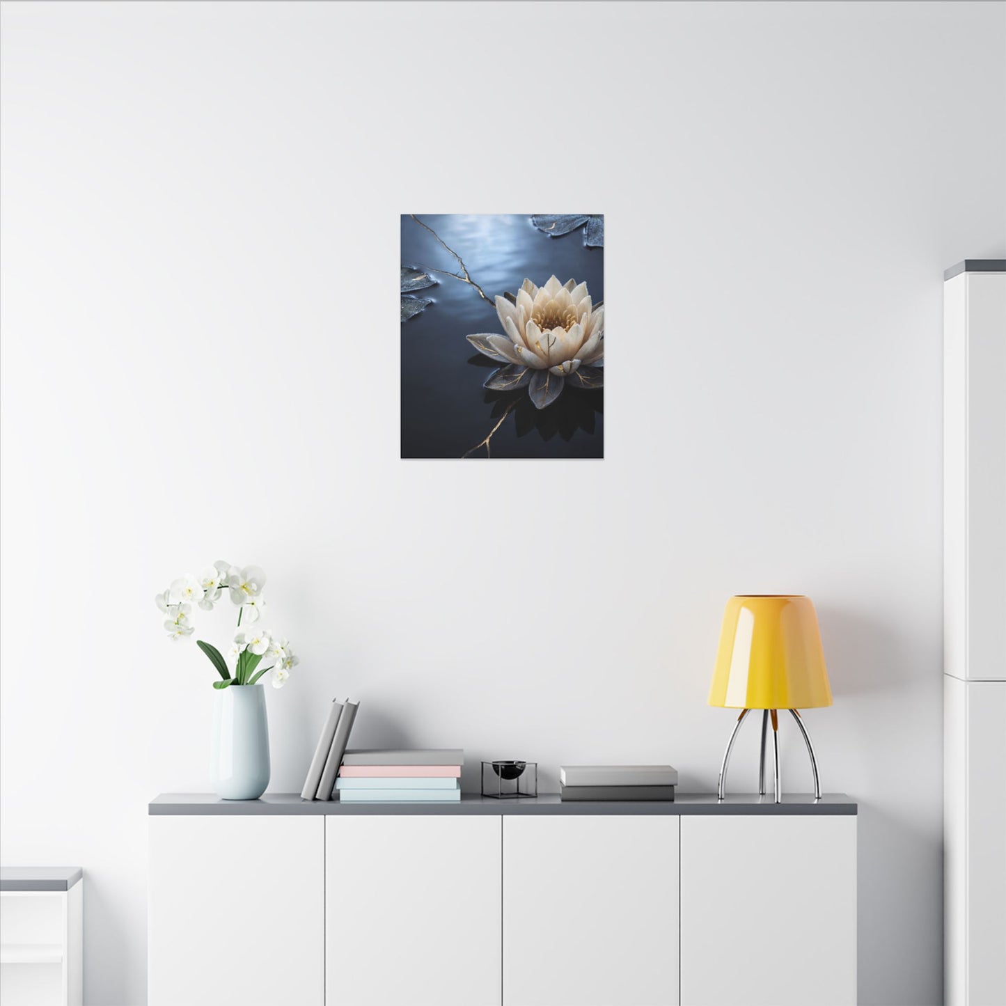 Beautiful Lotus Flower Canvas Art - Gold Vein Kintsugi
