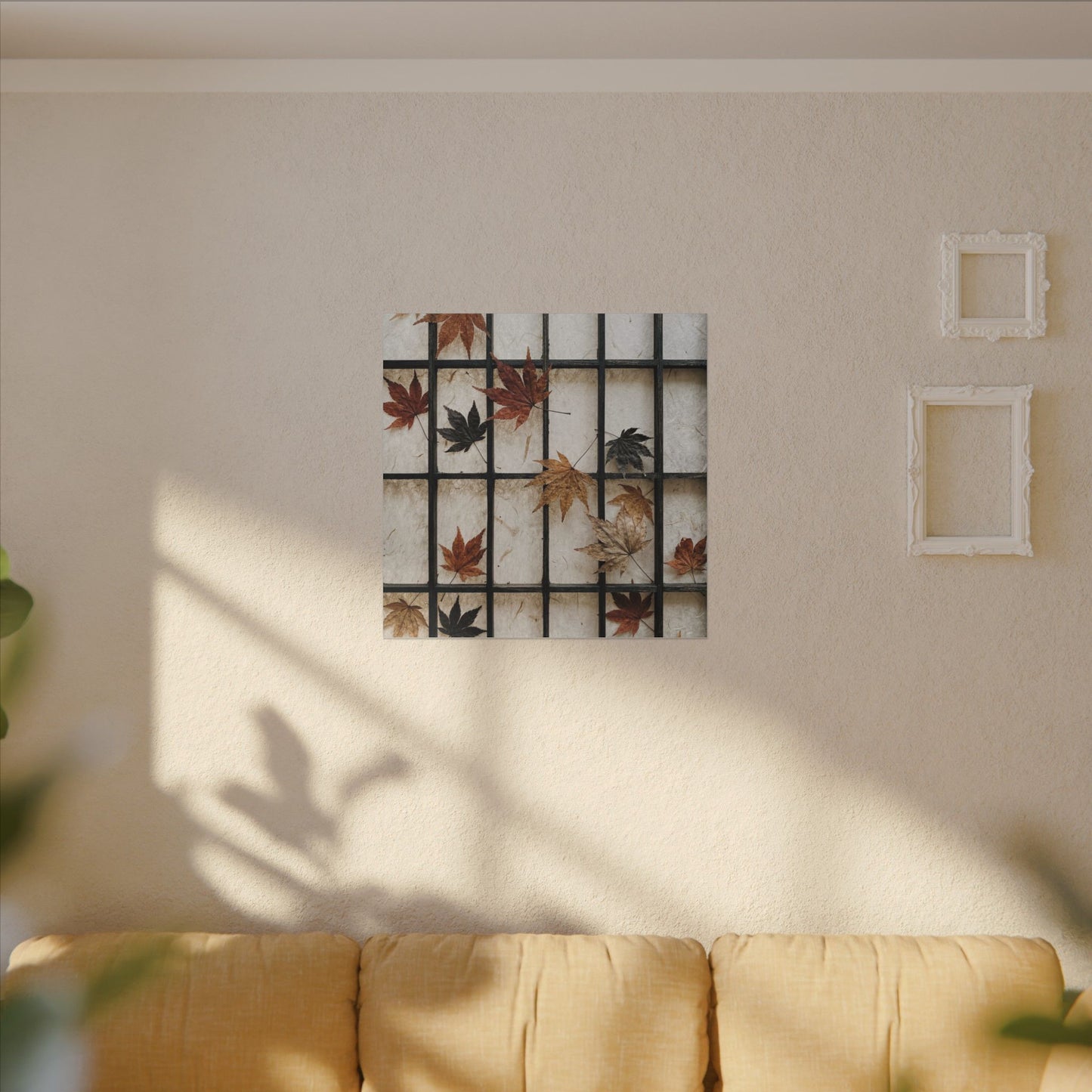 Japandi Shoji Screen in Overcast | Texture Canvas Art