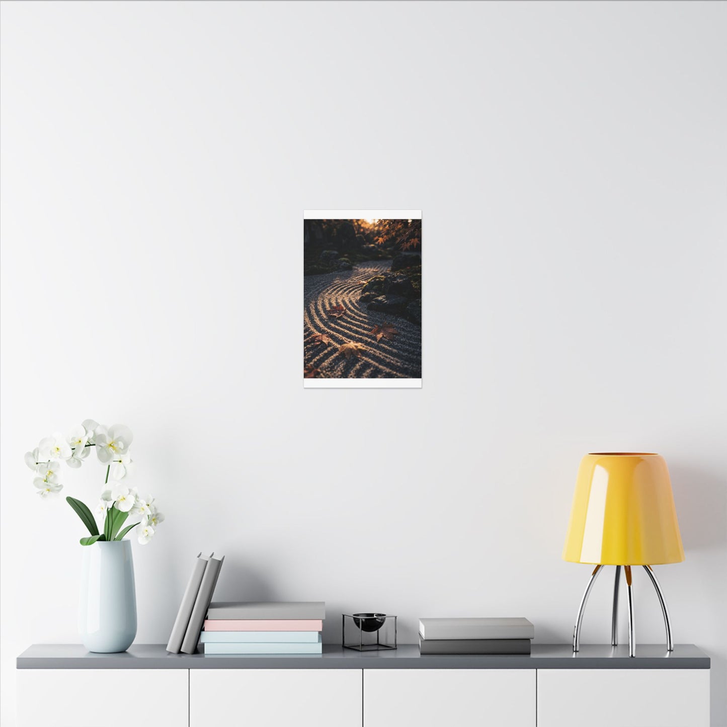 Rock Garden Moody Minimal Canvas Art | Bold Dark Japandi Art