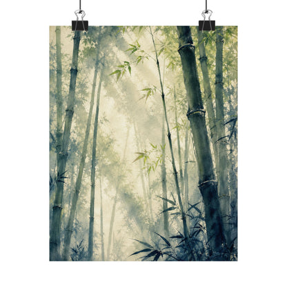 Spring Bamboo Grove Sumi E Wall Art Print | Serene Decor