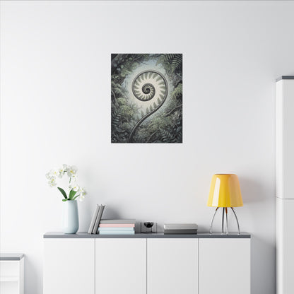 Zen Fern Unfurling in Dawn | Ukiyo E Inspired Canvas Art