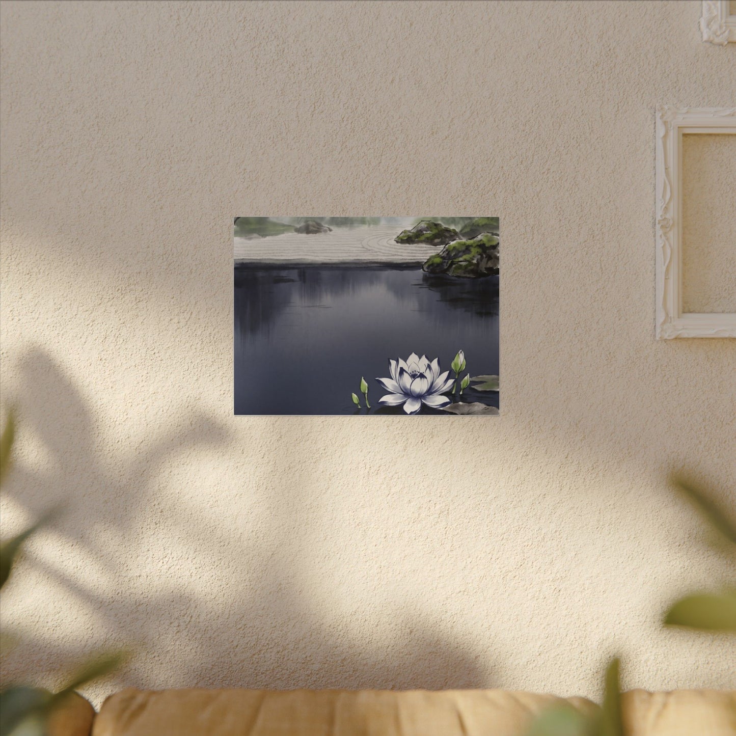 Lotus Flower Karesansui Canvas Art | Tranquil Zen Art