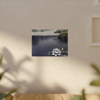 Lotus Flower Karesansui Canvas Art | Tranquil Zen Art