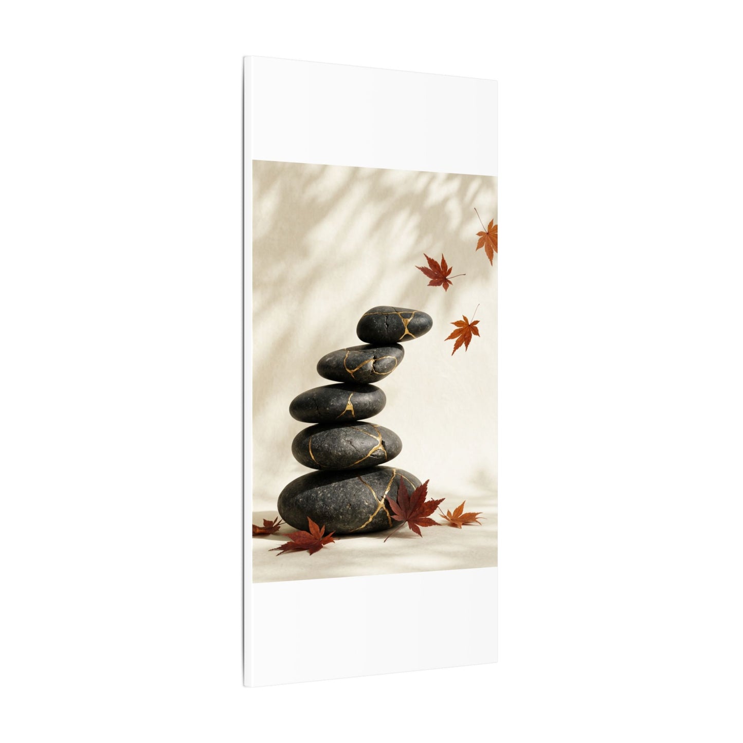 Kintsugi River Stones in Dappled | Crackle Gold Canvas Art