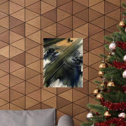 Golden Hour Rock Garden Wall Art Print - Dark Japandi Ma