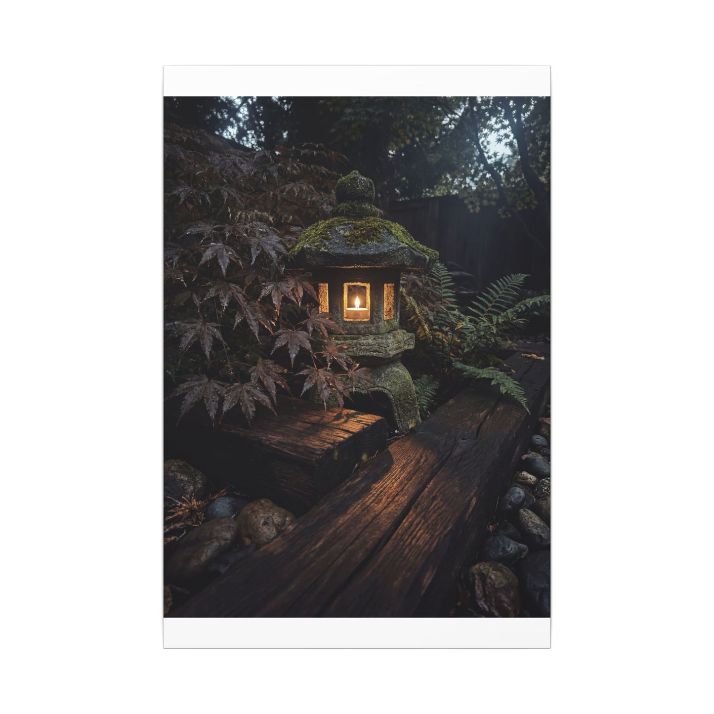 Moody Moonlit Garden Canvas Art - Shadow Zen Dark Japandi