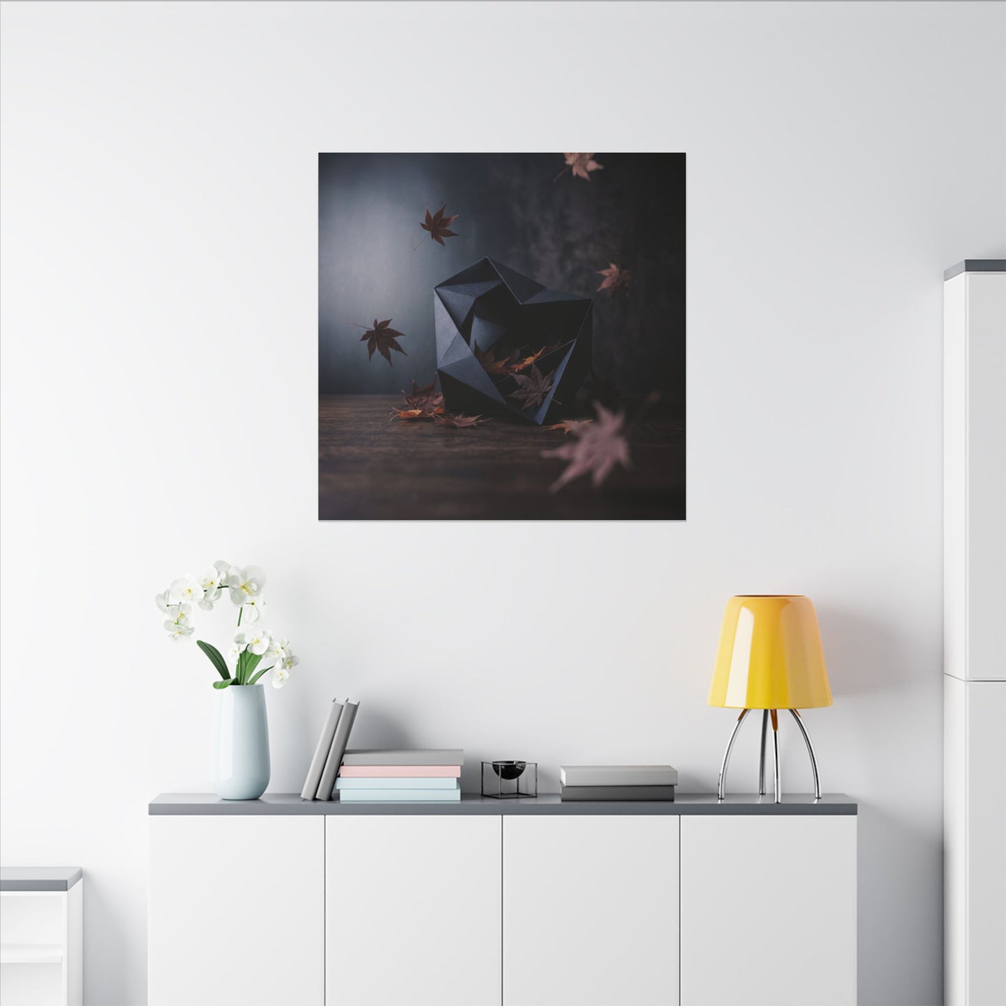 Dark Japandi Paper Fold in Dawn | Shadow Zen Canvas Art