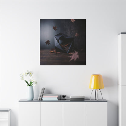 Dark Japandi Paper Fold in Dawn | Shadow Zen Canvas Art