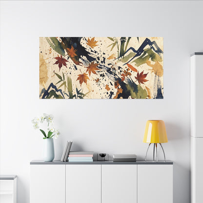 Golden Hour Ink Brushstroke Canvas Art - Zen Shibui