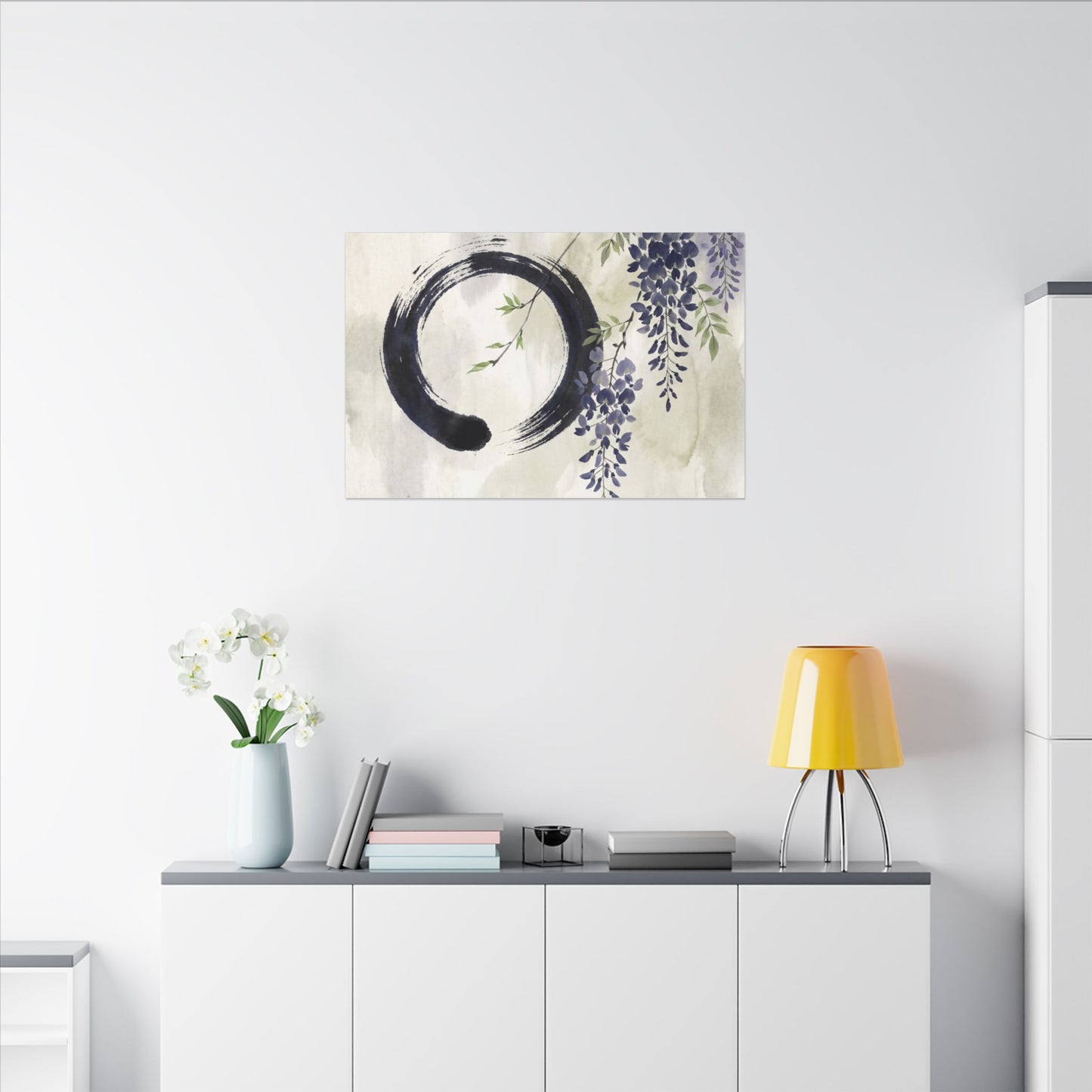 Wisteria Enso Canvas Art | Serene Zen Art