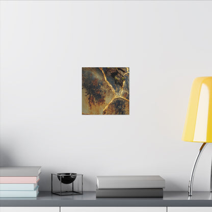 Datsuzoku Rust Patina Canvas Art - Kintsugi Crackle Gold