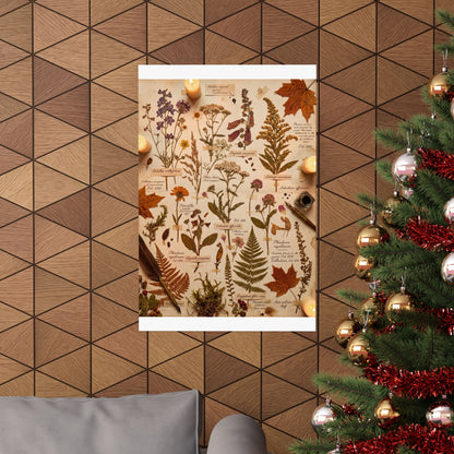 Autumn Dried Flowers Herbarium Wall Art Print | Earthy Decor