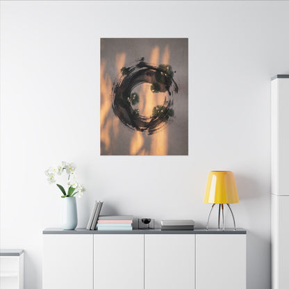 Ink Brushstroke Spring Canvas Art | Dark Japandi Bold Design