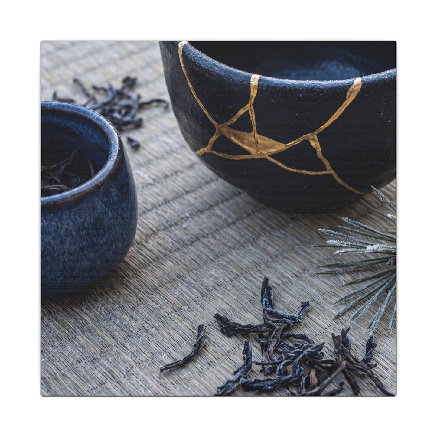 Kintsugi Tea Ceremony in Overcast | Gold Vein Canvas Art