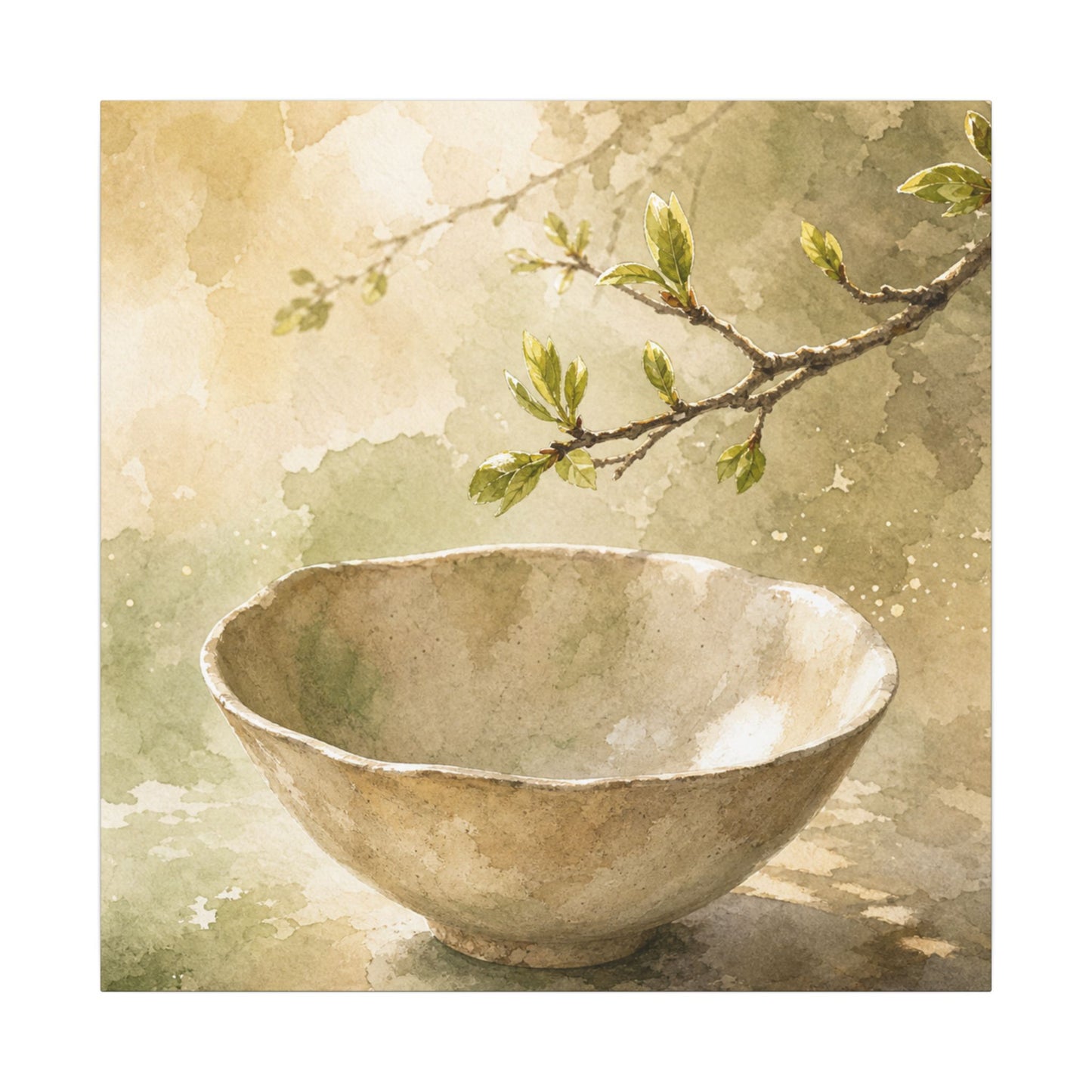 Warm Ceramic Bowl Canvas Art - Watercolor Japandi