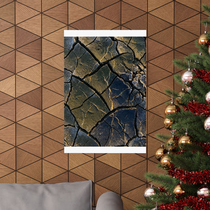 Kanso Cracked Earth Wall Art Print - Dark Japandi Moody Minimal