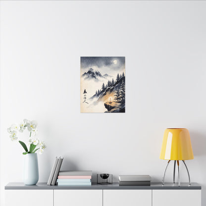 Mountain Mist Canvas Art | Winter Zen Ukiyo E Inspired Art
