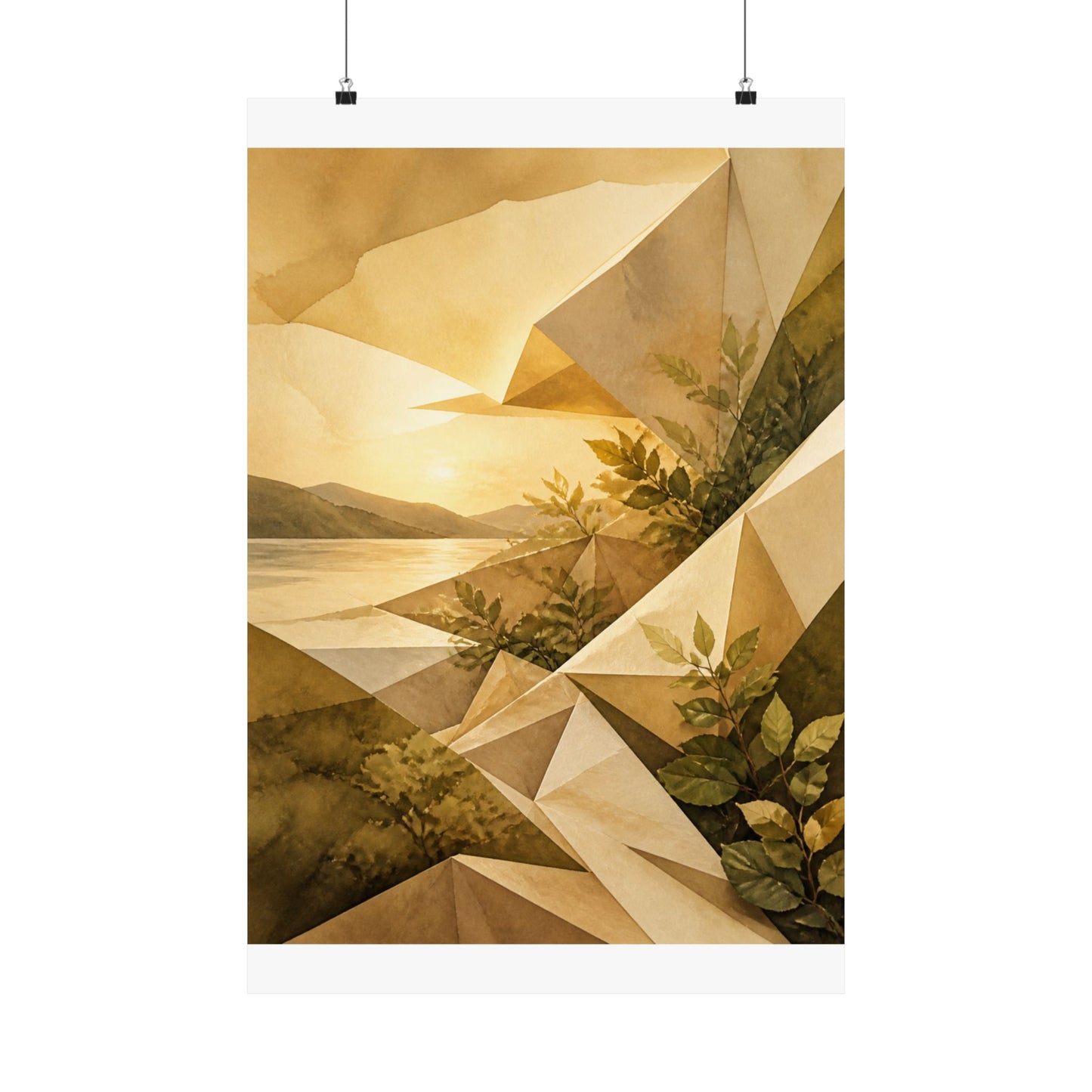 Golden Hour Paper Fold Wall Art Print - Japandi Ma