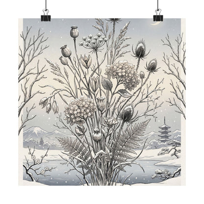 Zen Dried Flowers in Dawn | Ukiyo E Inspired Wall Art Print
