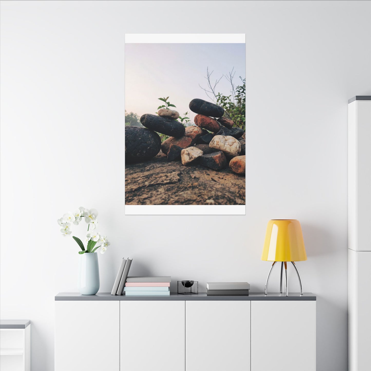 River Stones Canvas Art | Spring Kintsugi Broken Beauty Art