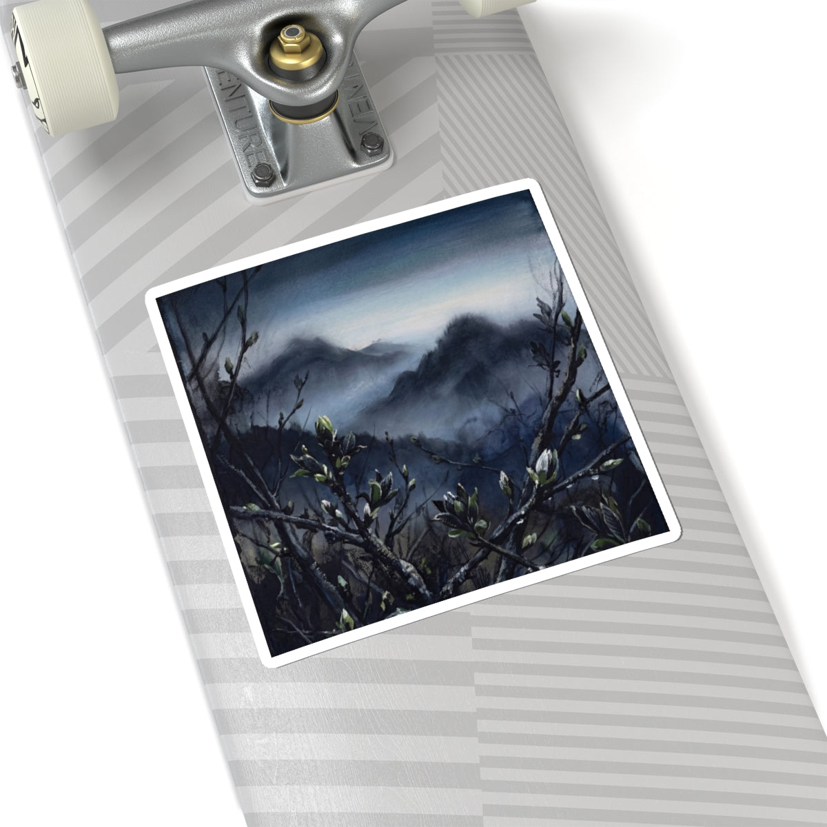 Shibui Mountain Mist Sticker - Dark Japandi Dark Texture Art Print
