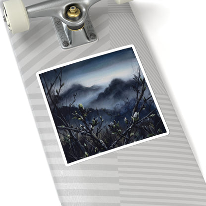 Shibui Mountain Mist Sticker - Dark Japandi Dark Texture Art Print