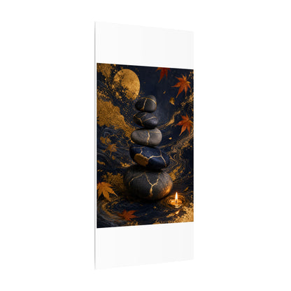 River Stones Autumn Canvas Art | Kintsugi Artful Design