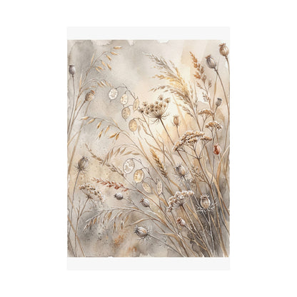 Dried Flowers Watercolor Wall Art Print | Neutral Japandi Art