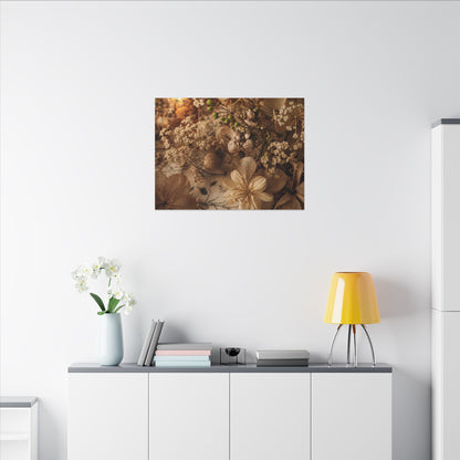 Spring Dried Flowers Japanese Pattern Canvas Art | Earthy Decor