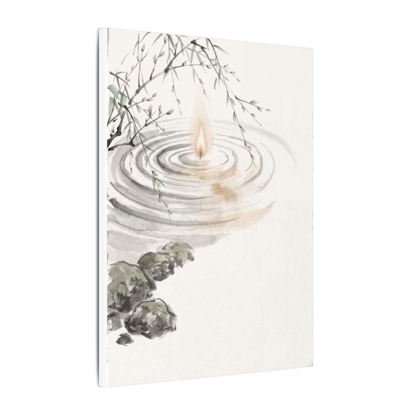 Water Ripple Sumi E Canvas Art | Tranquil Zen Art