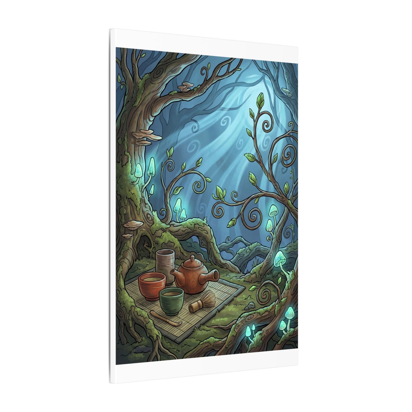Spring Tea Ceremony Forest Whimsy Canvas Art | Cozy Decor