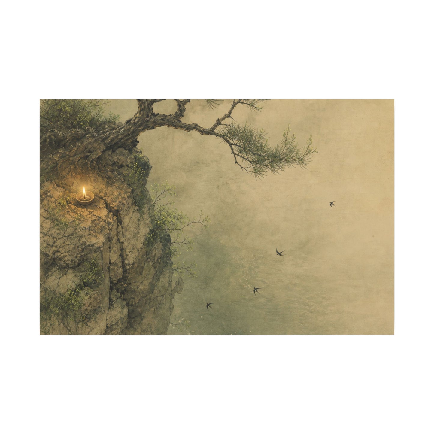 Spring Pine Tree Minimal Line Canvas Art | Earthy Decor