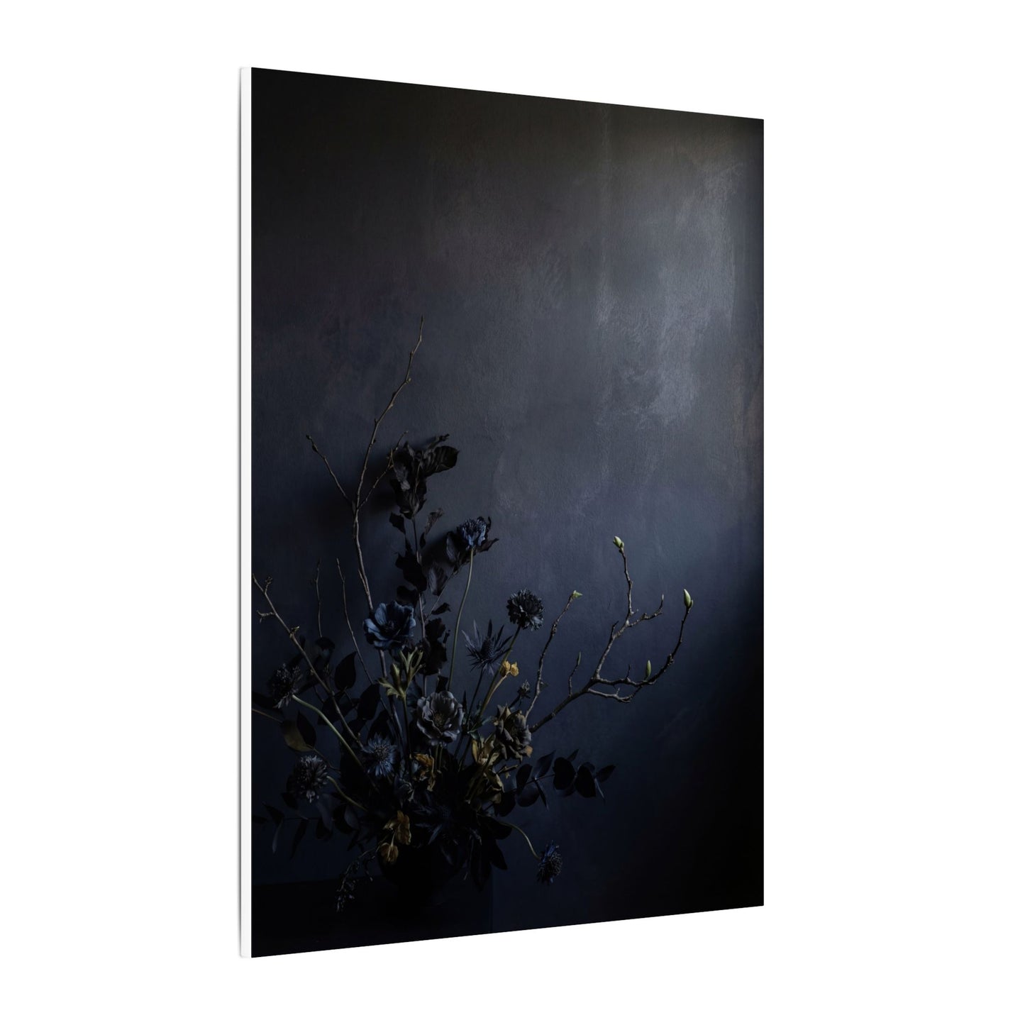 Dried Flowers Spring Canvas Art | Dark Japandi Moody Design