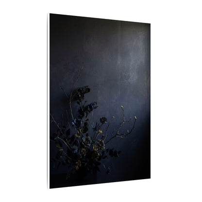 Dried Flowers Spring Canvas Art | Dark Japandi Moody Design