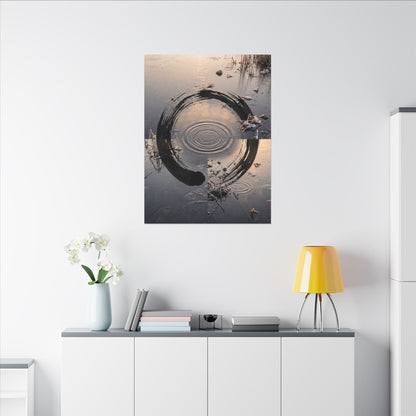 Winter Water Ripple Enso Canvas Art | Tranquil Decor