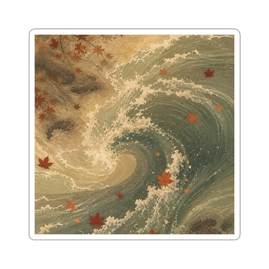 Ocean Wave Autumn Sticker | Japandi Warm Design