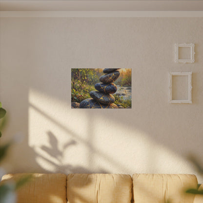 Spring River Stones Gold Repair Canvas Art | Healing Decor