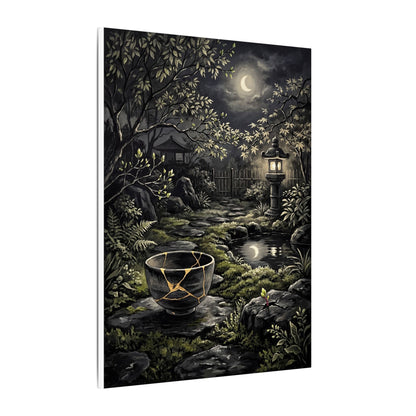 Kintsugi Moonlit Garden in Dappled | Gold Repair Canvas Art