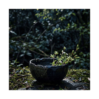 Ceramic Bowl Shadow Zen Wall Art Print | Moody Dark Japandi Art