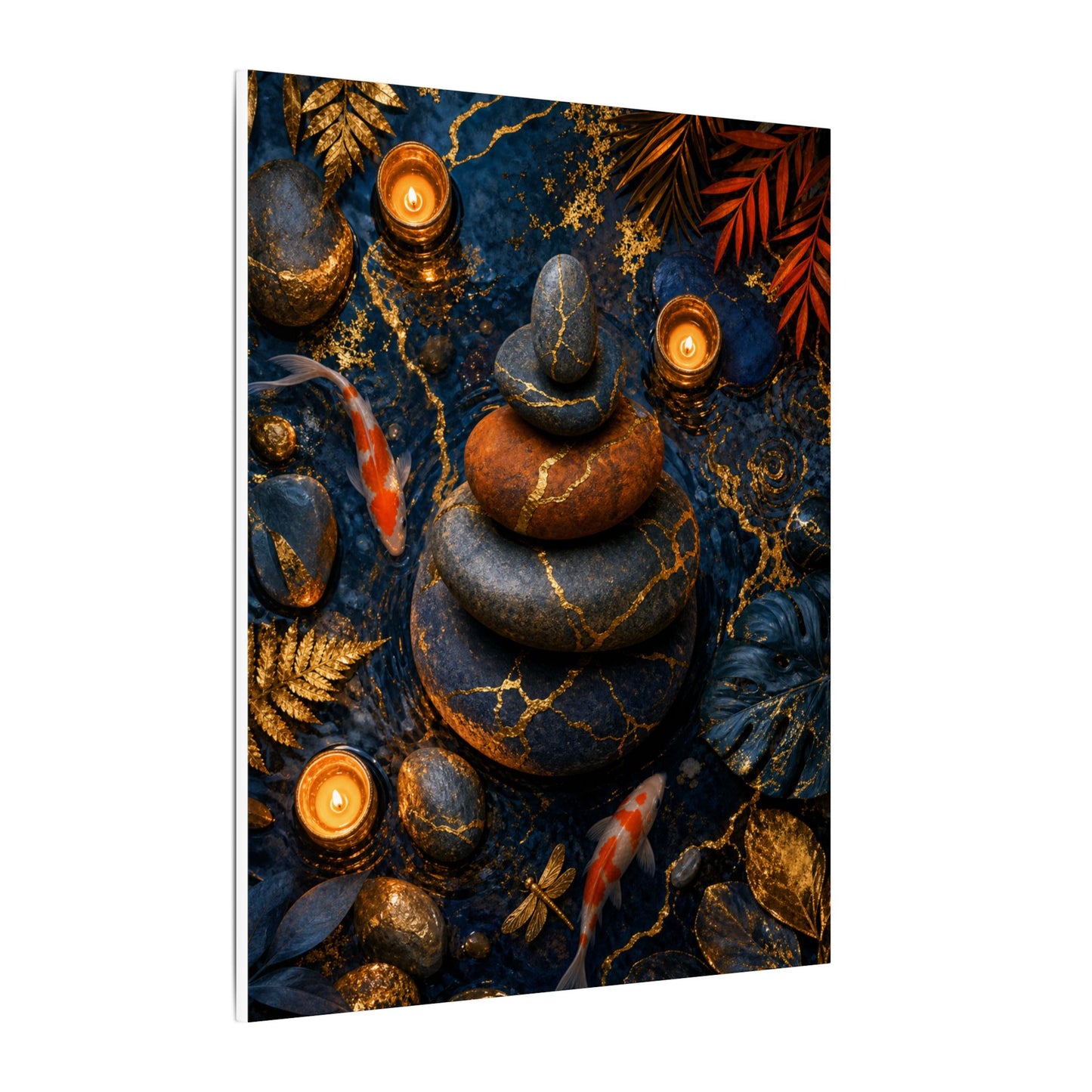 Summer River Stones Gold Vein Canvas Art | Resilient Decor