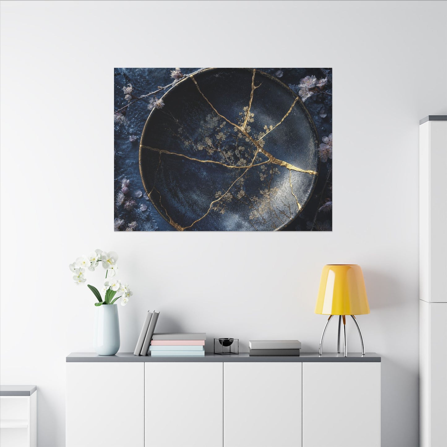 Cherry Blossom Winter Canvas Art | Kintsugi Philosophical Design
