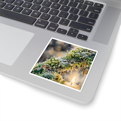 Japandi Moss Close Up in Candlelight | Watercolor Sticker