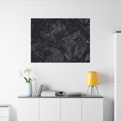 Shadow Play Spring Canvas Art | Dark Japandi Atmospheric Design