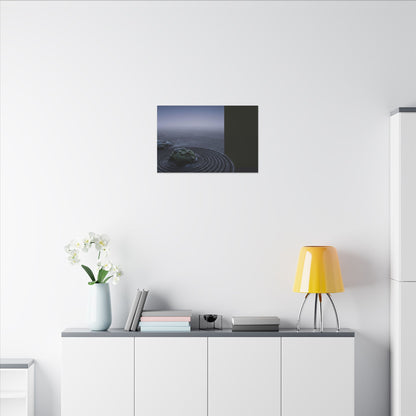 Ma Rock Garden Canvas Art - Dark Japandi Moody Minimal