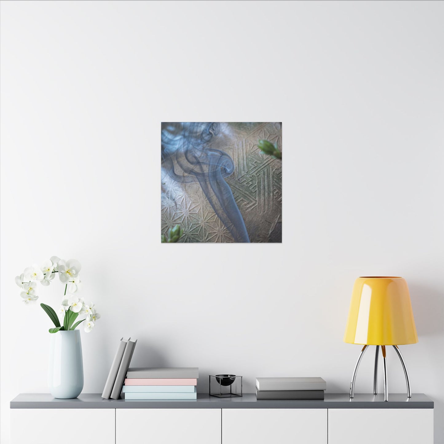Spring Incense Smoke Japanese Pattern Canvas Art | Neutral Decor