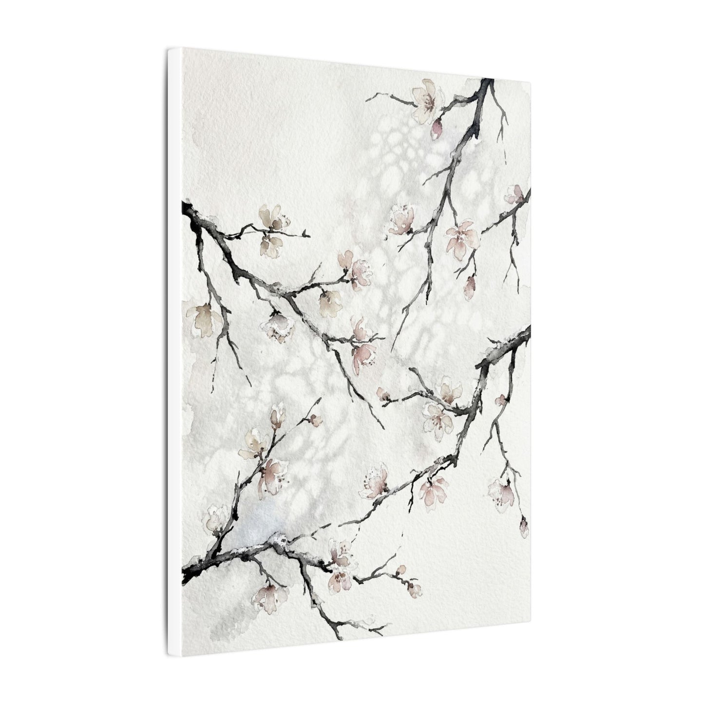 Cherry Blossom Canvas Art | Winter Japandi Watercolor Art