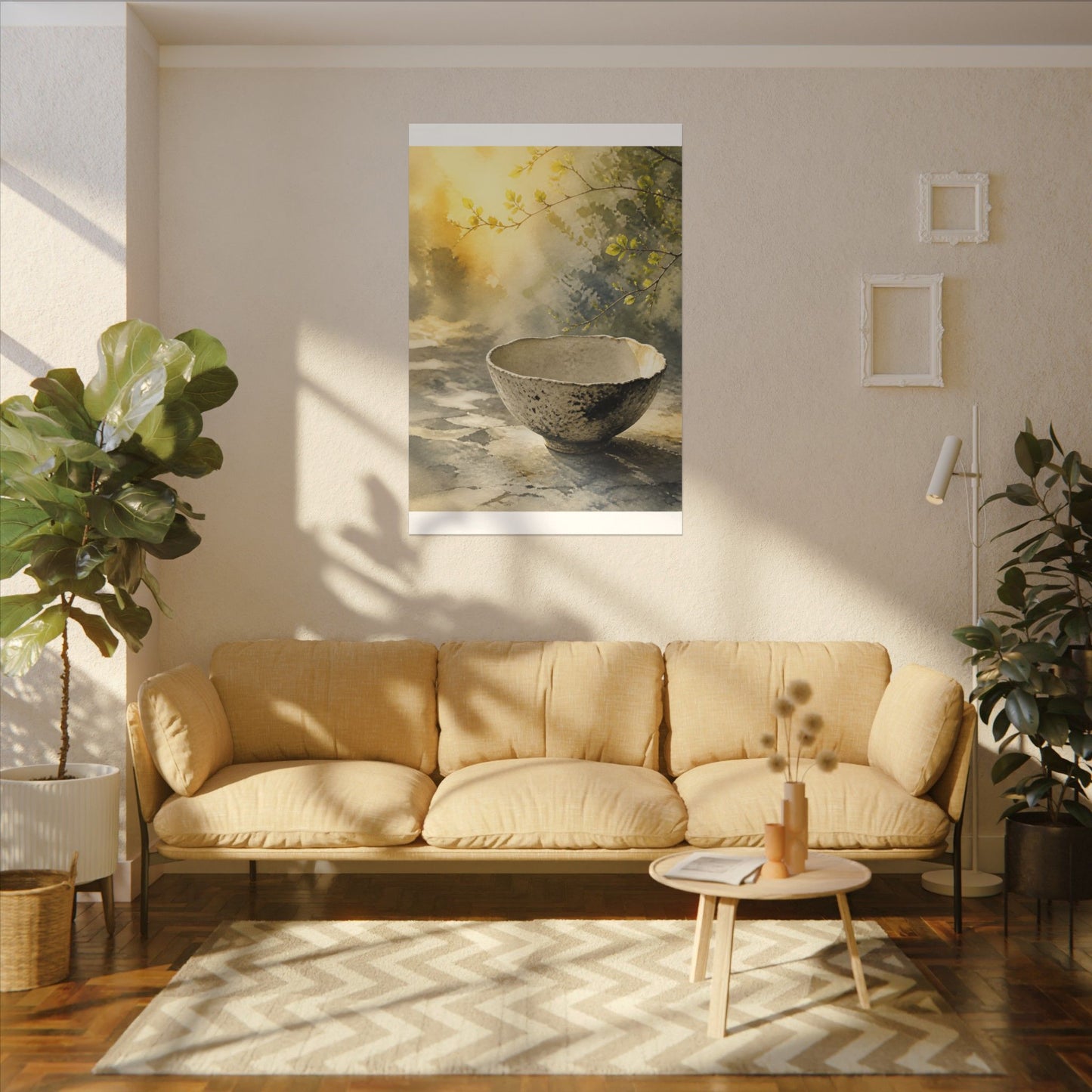 Cozy Ceramic Bowl Canvas Art - Watercolor Japandi