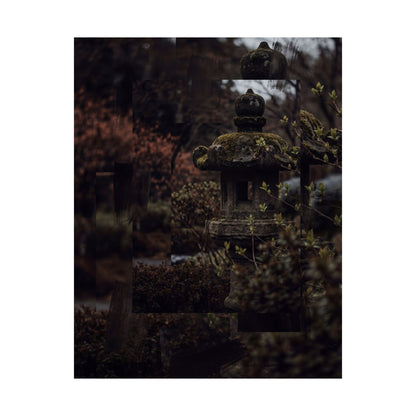 Stone Lantern Shadow Zen Wall Art Print | Luxurious Dark Japandi Art