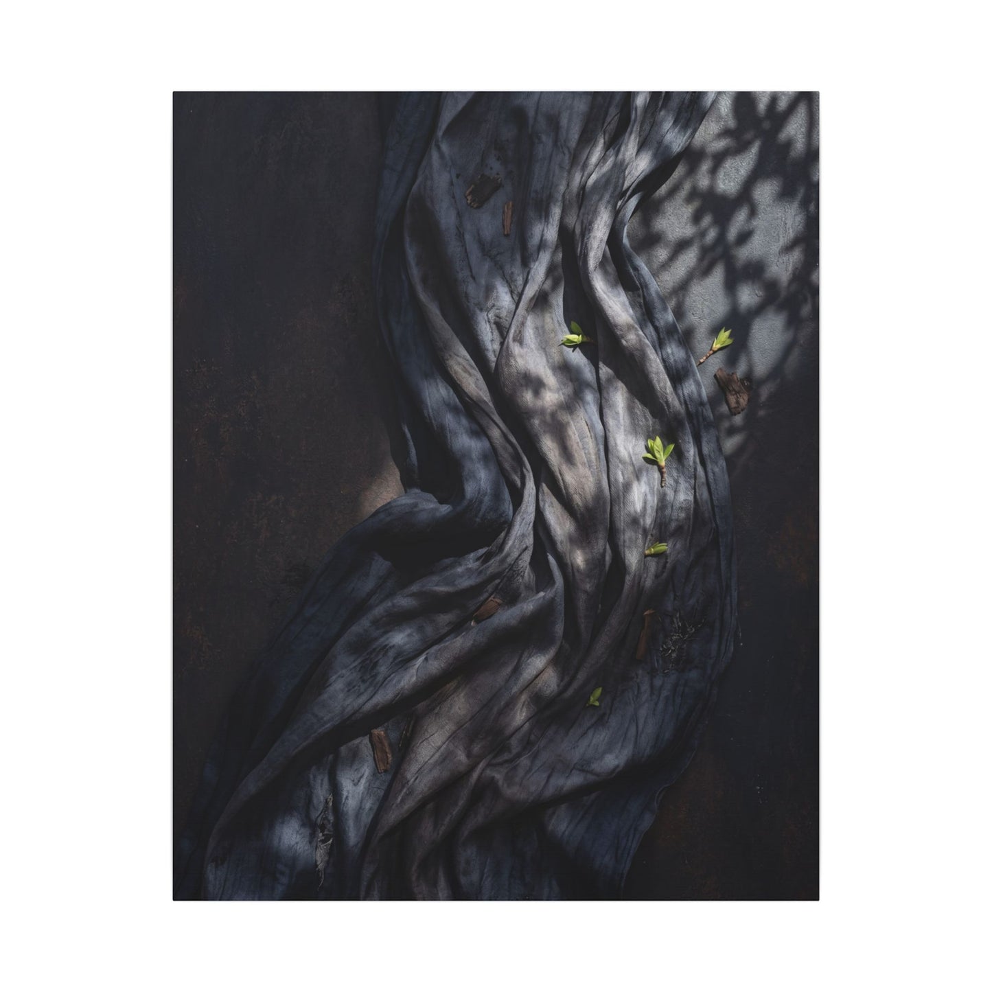 Seijaku Silk Drape Canvas Art - Dark Japandi Dark Texture