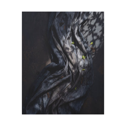 Seijaku Silk Drape Canvas Art - Dark Japandi Dark Texture